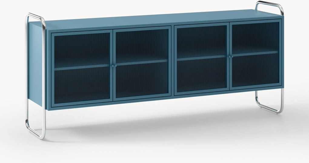 Credenza in metallo con frontale in vetro Robyn