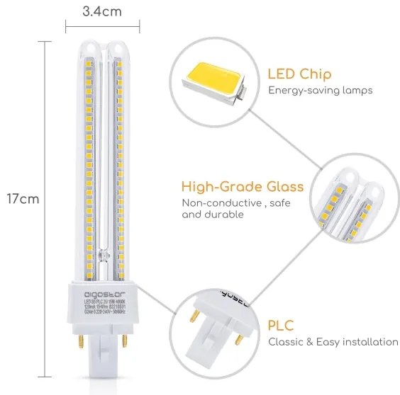 Lampadina LED G24D-3/15W/230V 4000K - Aigostar