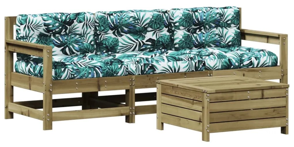 Set divani da giardino 4pz con cuscini legno impregnato di pino