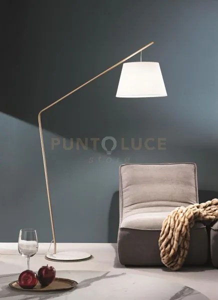 Piantana velvet oro con paralume bianco 1 luce attacco e27