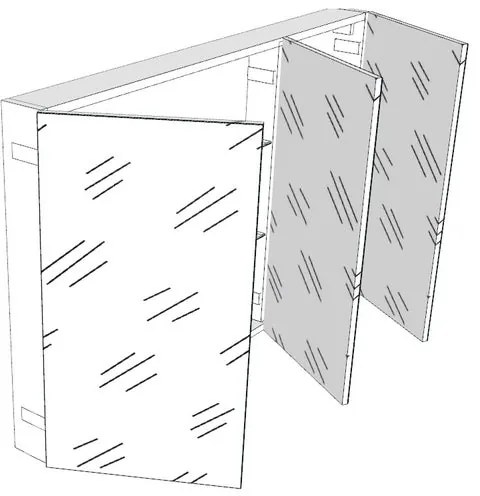 Pensile bagno Easy colore su ordinazione, 3 ante apertura da sinistra P 20 x L 120 x H 75 cm