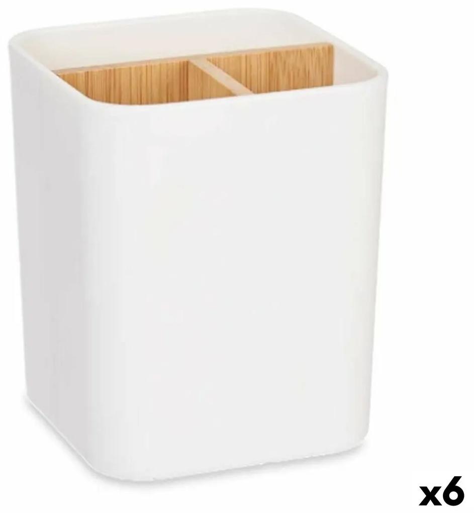 Portaspazzolini da Denti Bianco Bambù polipropilene 9 x 11 x 9 cm (6 Unità)
