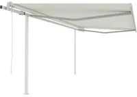 Tenda da Sole Retrattile Automatica con Pali 4x3,5 m Crema 3070027