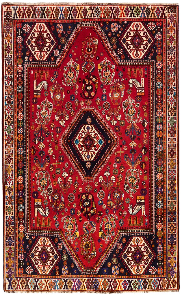 Shiraz Tappeto persiano 170x280 Rosso (Iran) Annodato A Mano