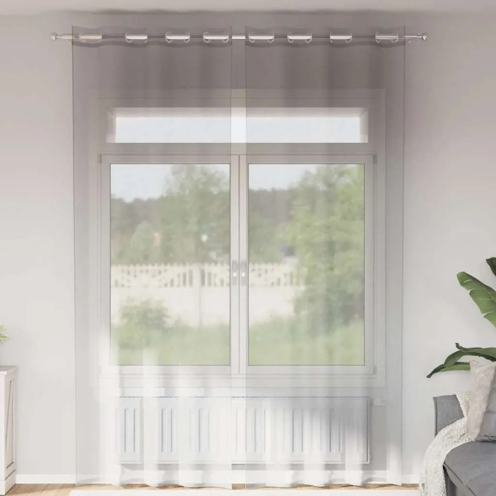 Tende İn Voile Con Occhielli 2 Pz Grigio Chiaro 140x300 Cm /
