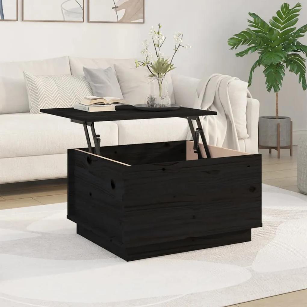 Tavolino da salotto nero 60x50x35 cm in legno massello di pino