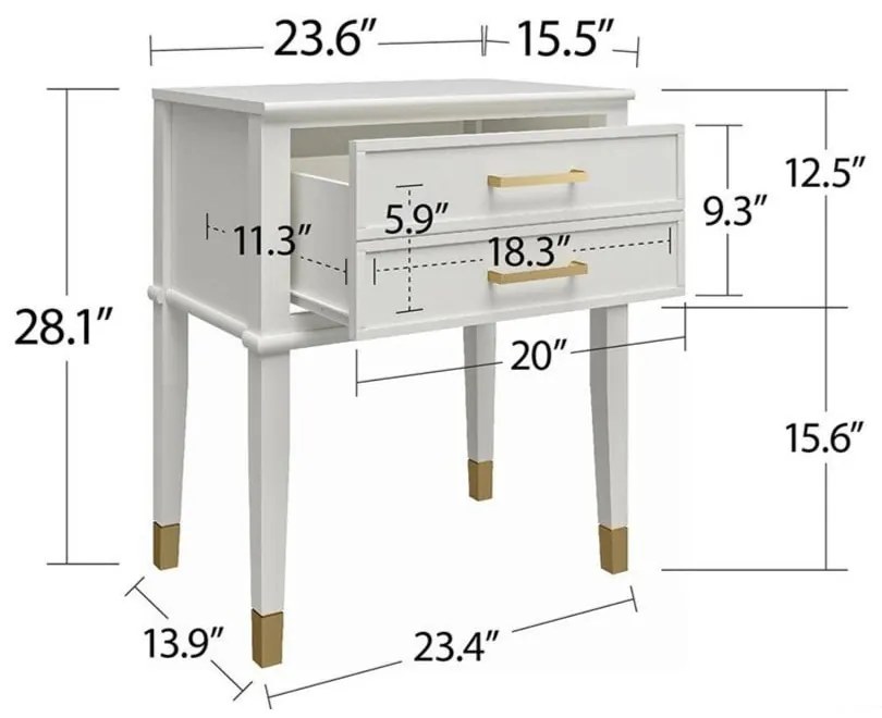 Comodino bianco Westerleigh – CosmoLiving by Cosmopolitan