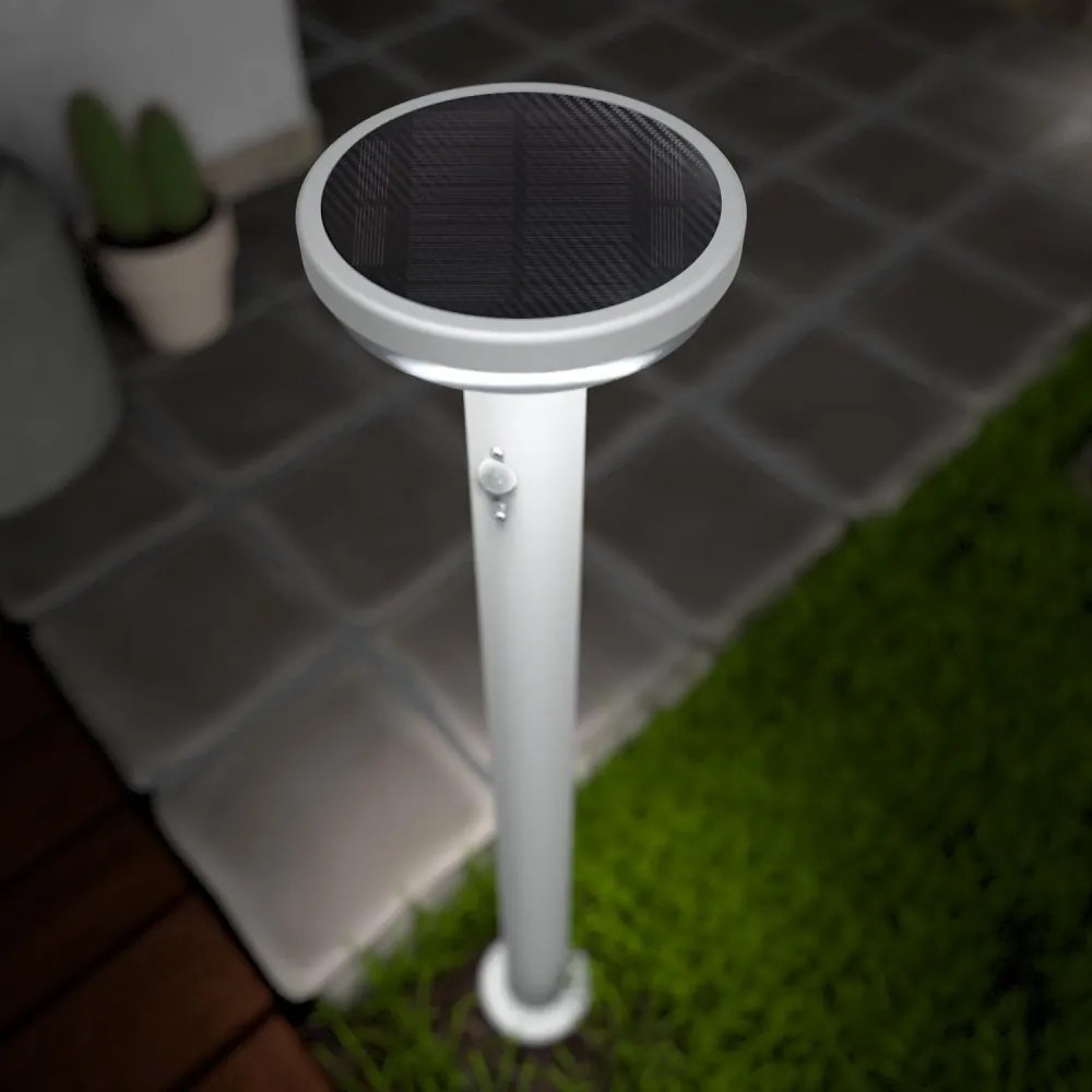 Paletto da giardino Solare Bianco 80cm con Sensore Mov. e Picchetto Colore Bianco Naturale 4.000K