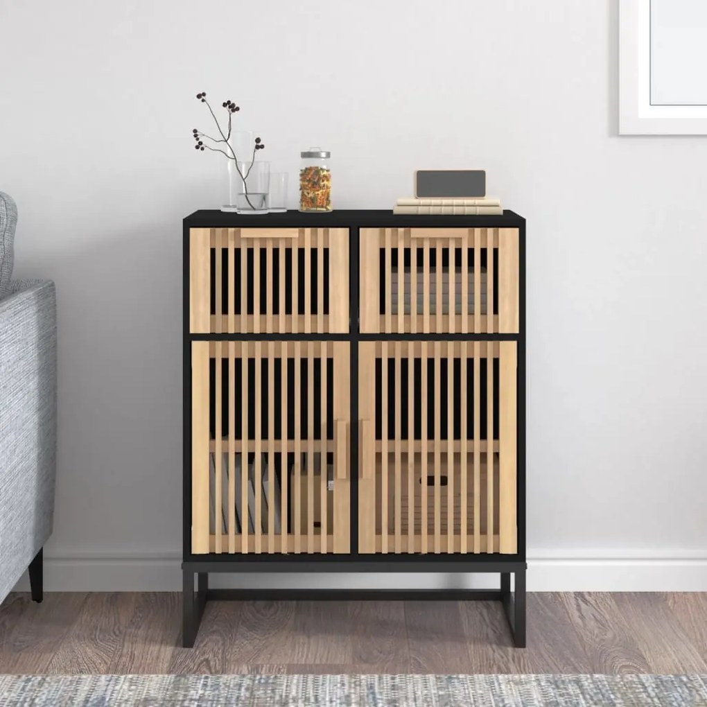 Credenza nera 60x30x75 cm in legno multistrato