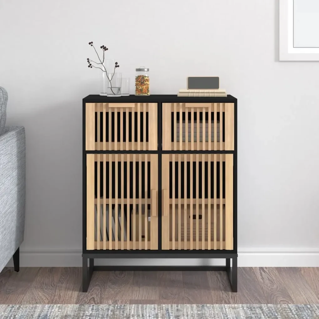 Credenza nera 60x30x75 cm in legno multistrato