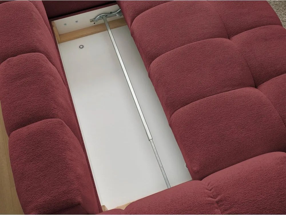 Divano angolare burgundy allungabile e con contenitore (penisola a destra/a L) con rivestimento in ciniglia Everest – Bobochic Paris