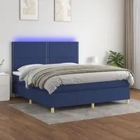 Letto a Molle con Materasso e LED Blu 160x200 cm in Tessuto 3135371