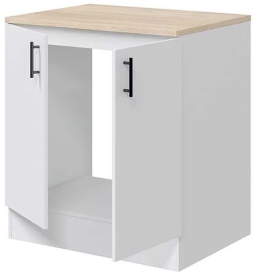 Mobile Base Lavello 80 cm 2 Ante, Bianco/Rovere - MDF Resistente