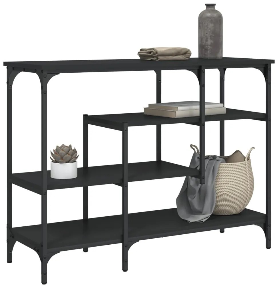 Tavolino Consolle Con Ripiani Nero 100x35x75 Cm /