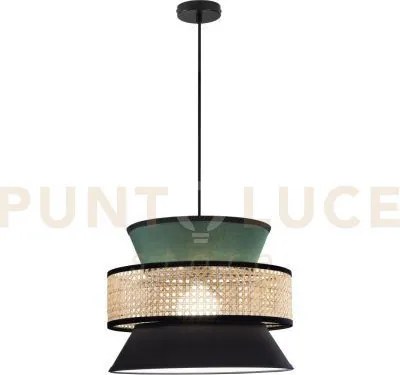 Lampadario a sospensione gazebo verde nero rattan naturale 1 luce a...