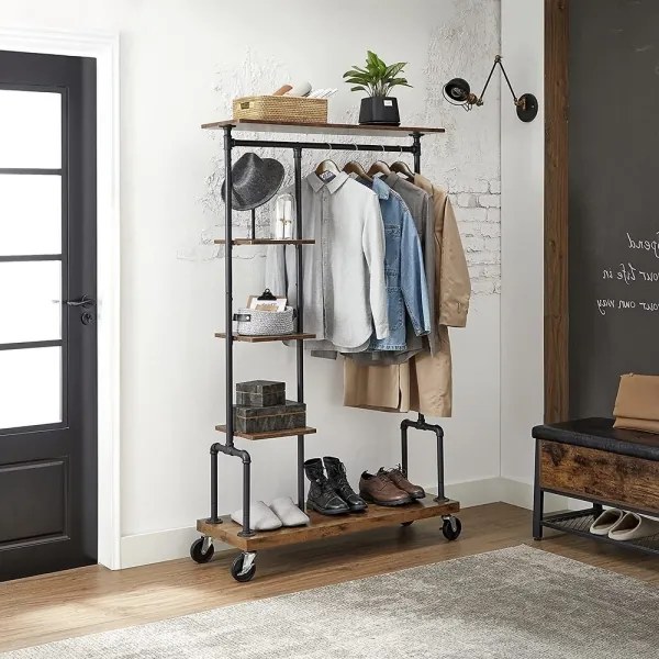 Appendiabiti a piantana mobile LINEA marrone/nero