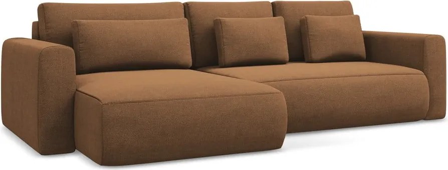 Divano angolare color terracotta allungabile/con contenitore (con penisola a sinistra/con chaise lounge) Kapua – Makamii