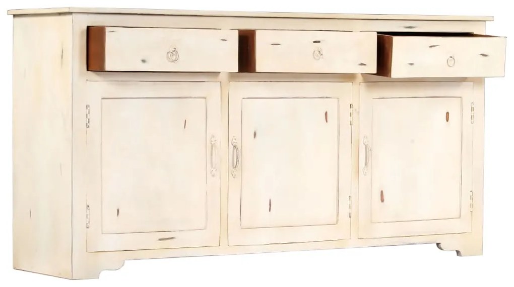 Credenza bianca 160x40x80 cm legno massello di mango