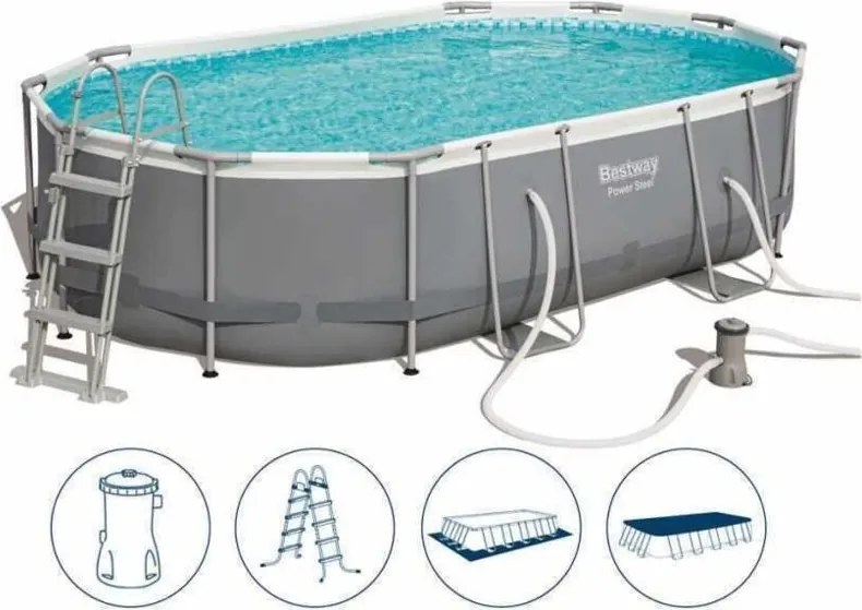 Piscina Bestway Power Steel Ovale cm 488x305x107h - 56448