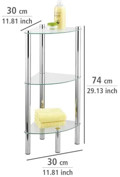 WENKO 15850100 - Mensola YAGO 30x74 cm in acciaio inossidabile/argento/trasparente