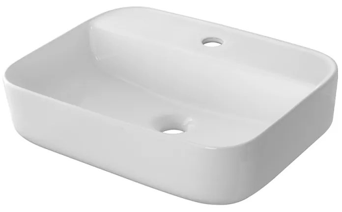 Lavabo da appoggio 50x39 cm design moderno in ceramica bianca lucida