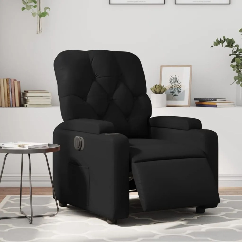 Poltrona Reclinabile Elettrica Nera İn Similpelle /