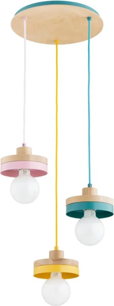 Lampadario a sospensione con cavo LARSO 3xE27/15W/230V multicolore