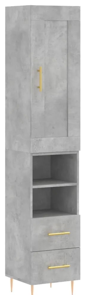 Credenza grigio cemento 34,5x34x180 cm in legno multistrato