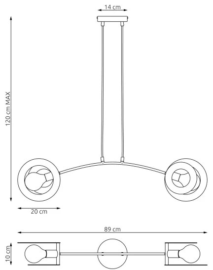 Lampadario a sospensione con filo EUFORIA 2xE27/15W/230V nero
