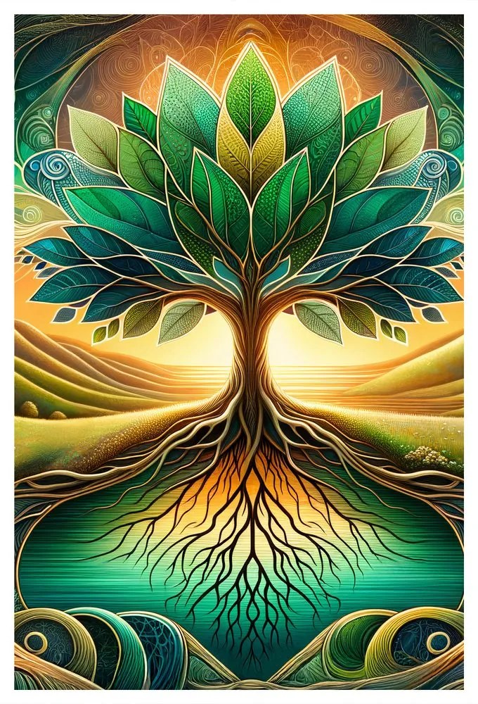 Quadro su tela – Albero della vita mistico al lago