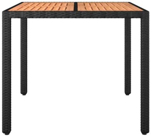 Tavolo da Giardino Piano Legno Nero Polyrattan Massello Acacia