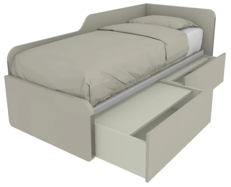 1064C - Letto singolo 80x190 con spalliera sagomata e cassettoni indipendenti