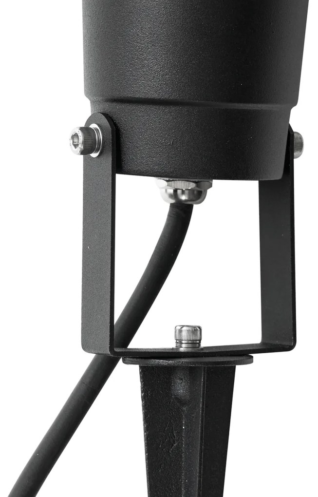 Faretto a picchetto nero con LED regolabile IP65 con cavo e spina - Basic