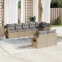 Set Divano da Giardino 8 pz con Cuscini Beige in Polyrattan 3220418