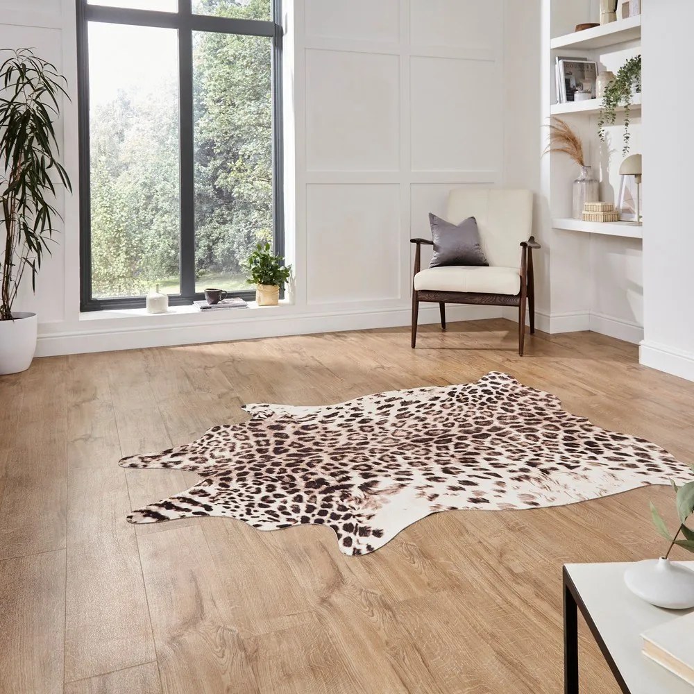 Tappeto marrone/beige 155x130 cm Faux Leopard - Think Rugs