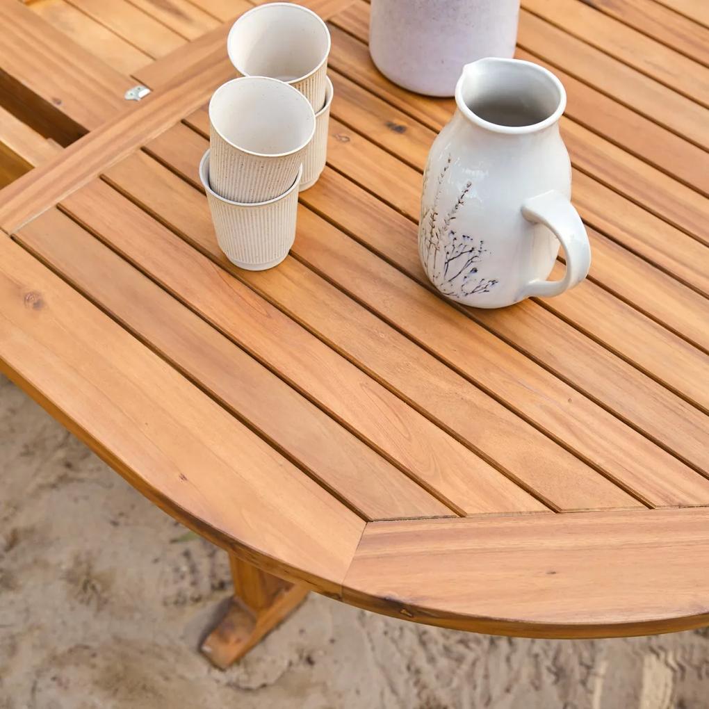 Tikamoon - Set di mobili da esterno ovale in legno di acacia Capri 4