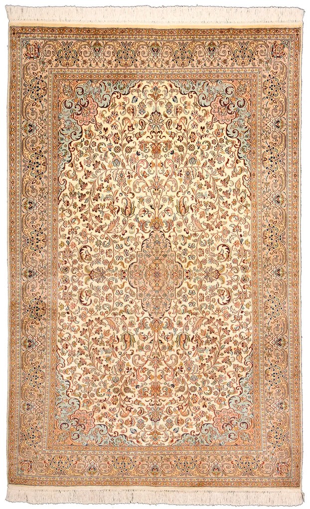 Cashmere Silk Tappeto 190x120 Beige (Indian) Annodato A Mano