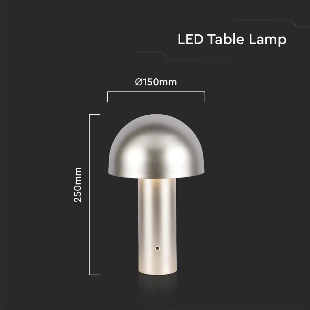 Lampada LED da Tavolo 3W con Batteria 1800mAh Ricaricabile USB C Colore Oro in Metallo Touch Dimmerabile 3in1 SKU-7937