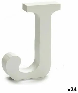 Lettera J Legno Bianco (2 x 16 x 14,5 cm) (24 Unità)