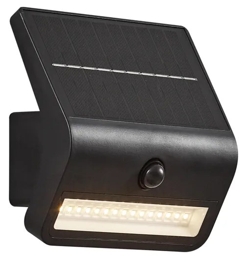 Applique da esterno nera con LED IP54 con sensore di movimento solare - Floody