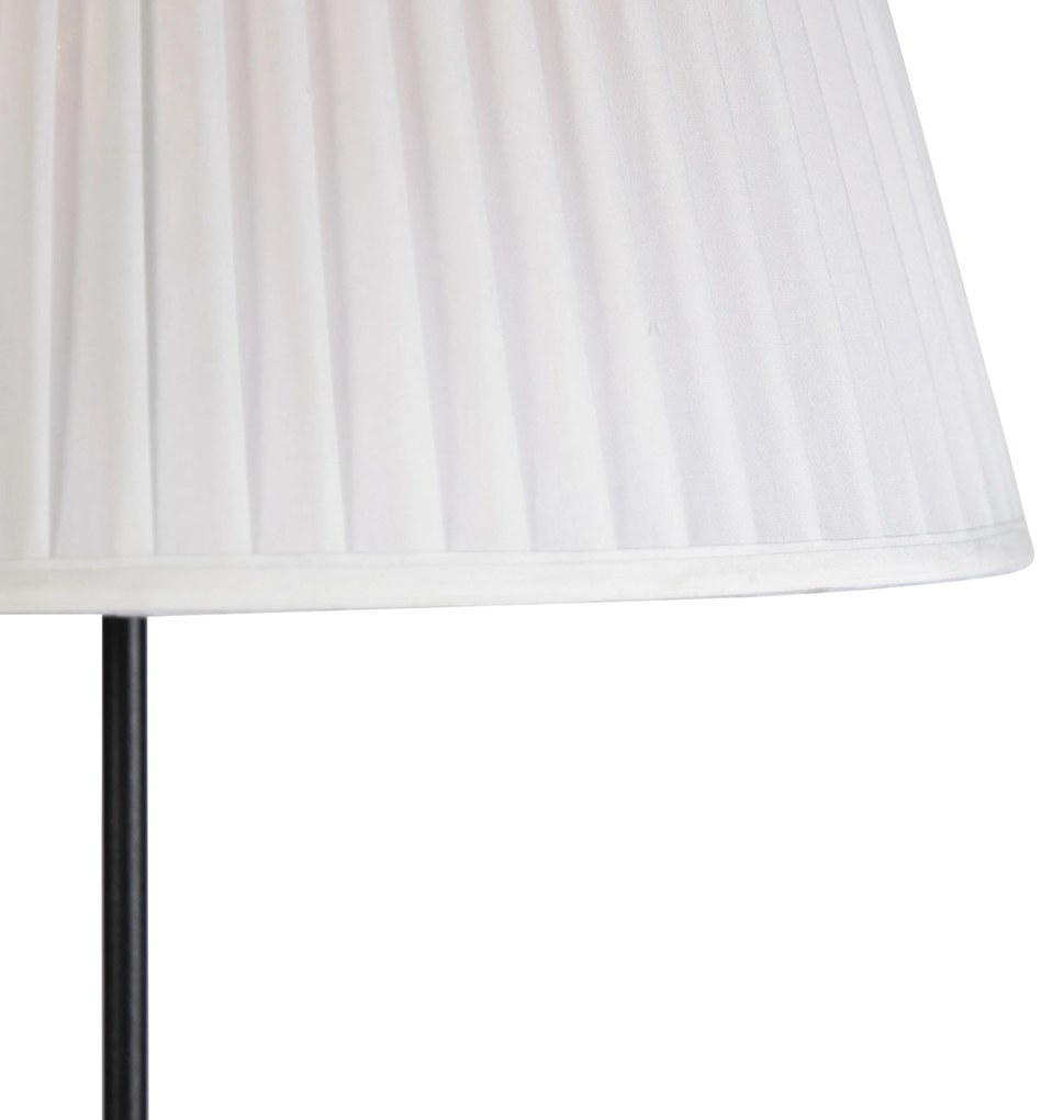Lampada da terra nera con paralume plissettato crema 45 cm regolabile - Parte