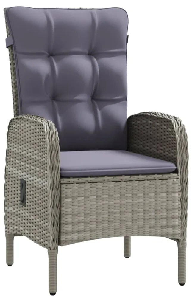 Set da pranzo da giardino 9 pz con cuscini nero e grigio