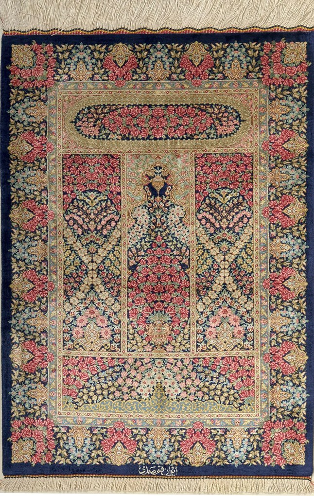 Ghom Tappeto persiano 60x90 Blu (Iran) Annodato A Mano