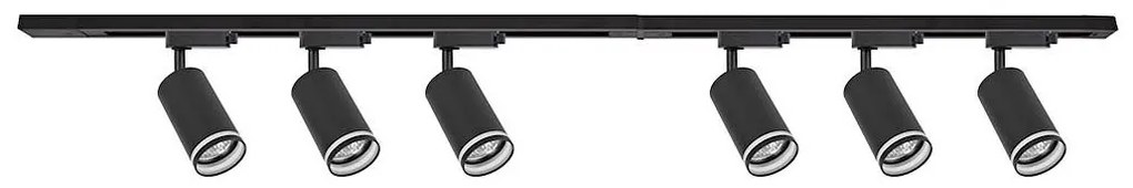 Faretto per binario PIPE 6xGU10/10W/230V, nero