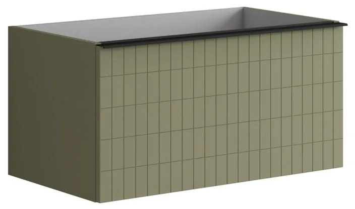 Mobile da bagno sotto lavabo Pixel grid frontale verde salvia e maniglia alluminio nero L 80 x H 40 x P 45.5 cm 2 cassetti, lavabo non incluso