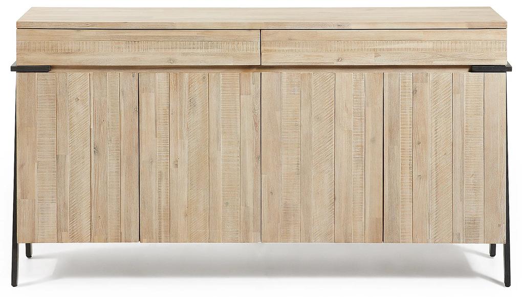 Kave Home - Credenza Thinh 4 ante e 2 cassetti in legno massello di acacia e acciaio nero 184 x 98 cm