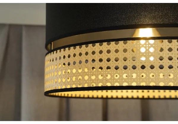 Duolla - Lampadario a sospensione con filo DOUBLE RATTAN 1xE27/15W/230V diametro 40 cm nero/beige
