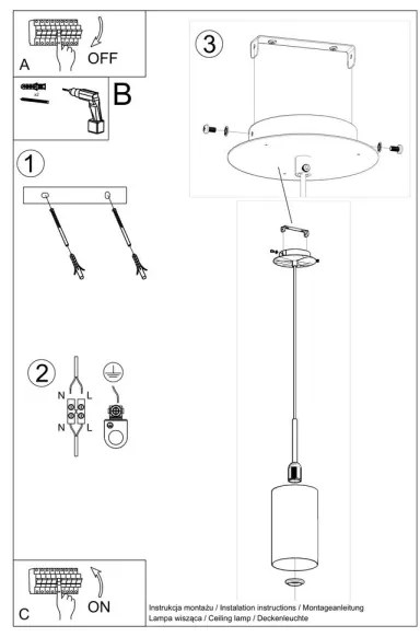 Sollux SL.0742 - Lampadario su filo OTTO 1xE27/60W/230V d. 15 cm nero
