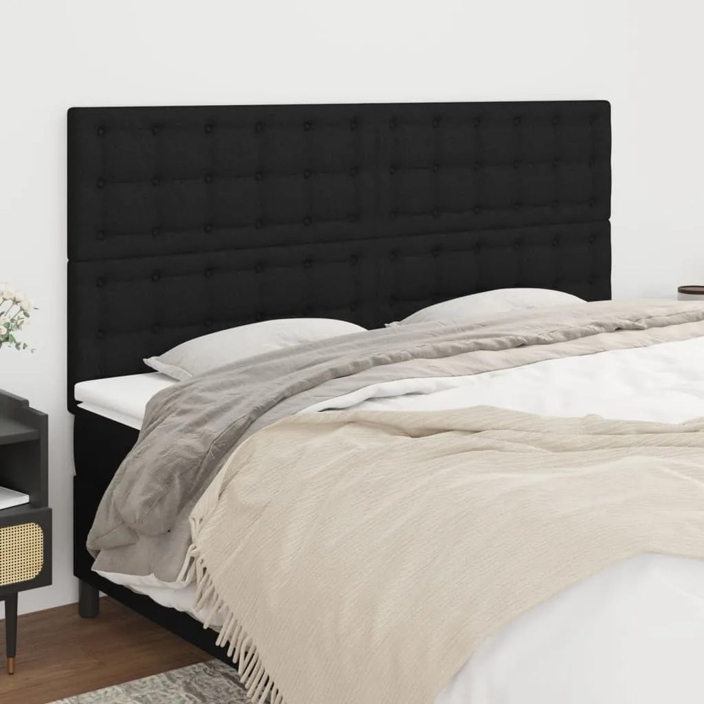 Testiera 4 Pz Nera 80x5x78/88 Cm İn Tessuto /