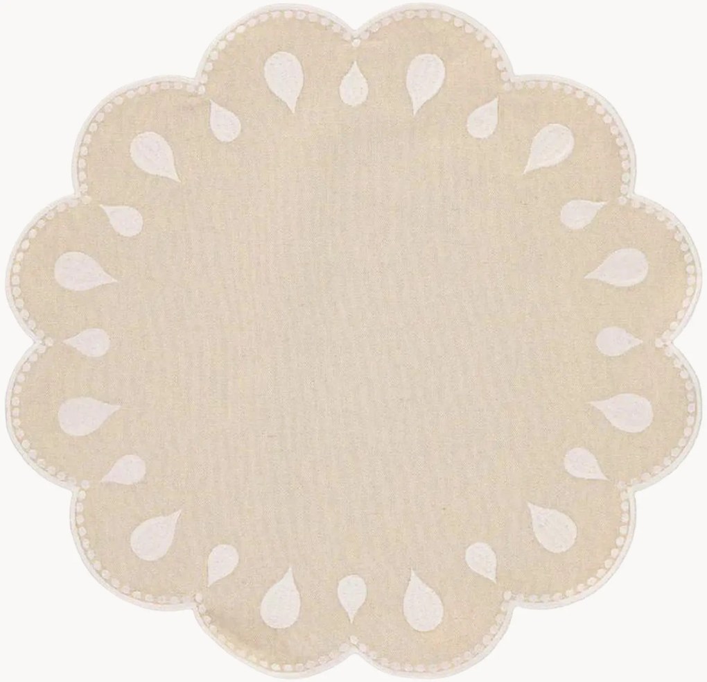 Tovaglietta rotonda con bordo ricamato Gotas